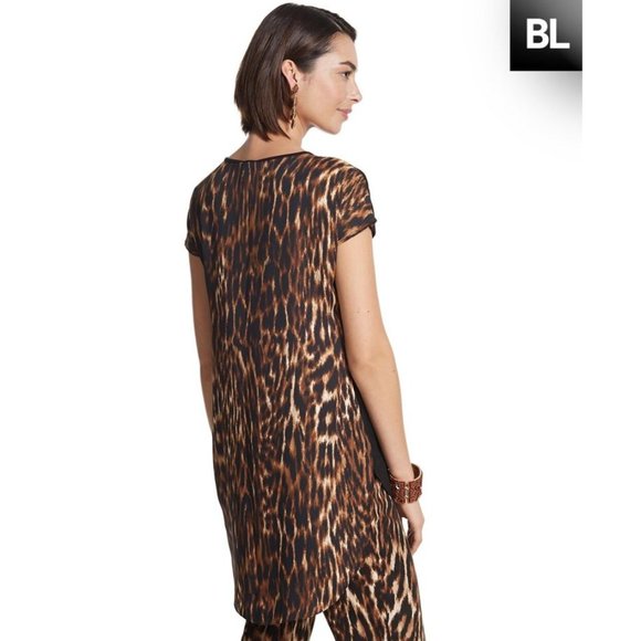 Chico's BLACK LABEL Animal Print Back Tee - Size 4/6 (S) - Picture 3 of 5